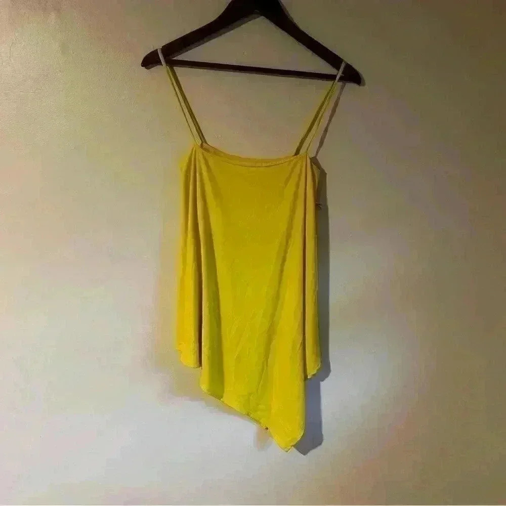 Susana Monaco Yellow Asymmetrical Hem Spaghetti Strap‎ Tank Top Size S